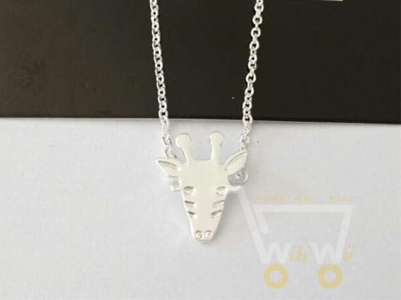 Gold Silver Cute Giraffe Face Necklace - WikiWii