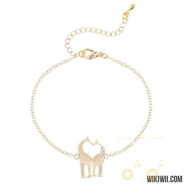 Gold Silver Plated Loving Heart Giraffes Bracelets - WikiWii