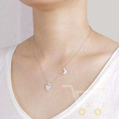 Gold / Silver Plted Romantic Half Moon Owl Necklace - WikiWii