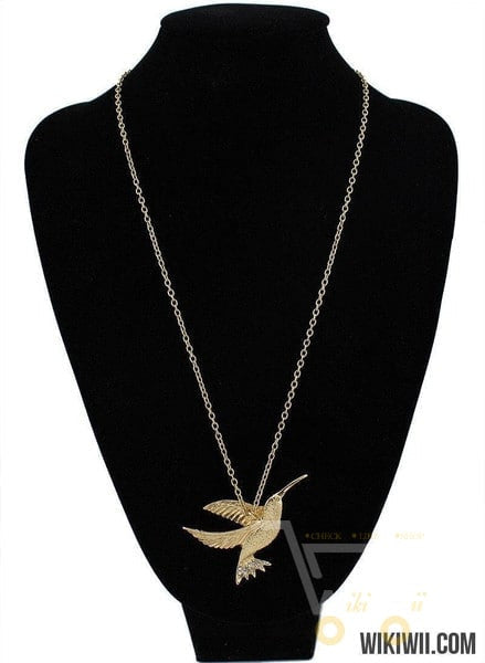 Gold/Bronze 3D Hummingbird Necklace - WikiWii