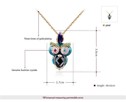 Golden Rose Color Owl Necklace - WikiWii