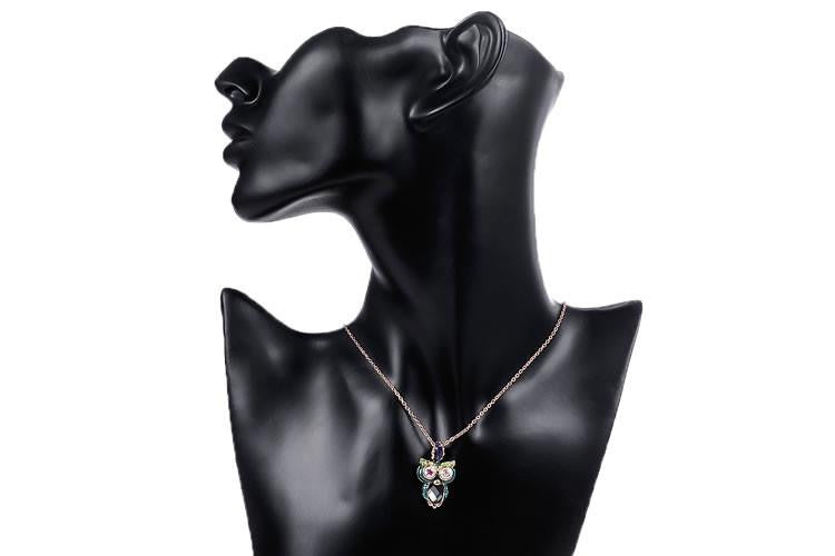 Golden Rose Color Owl Necklace - WikiWii