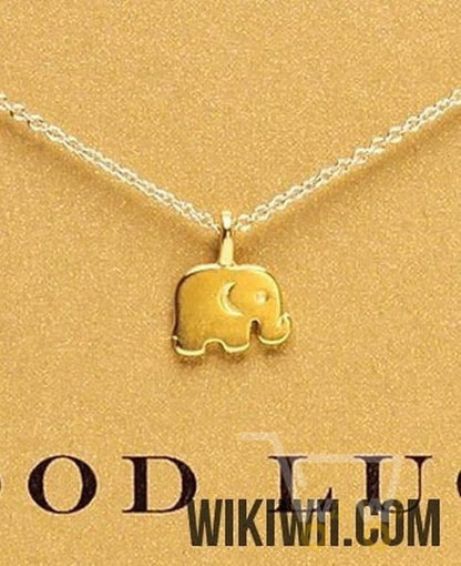 Good Luck Card With gold 18 kg necklace Elephant - WikiWii