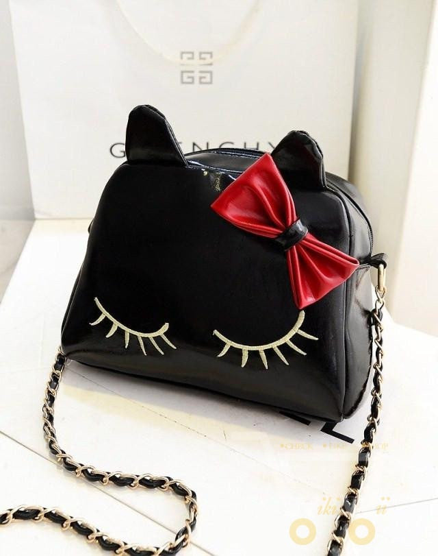 Hippie Leather Cat Crossbody Bag - WikiWii