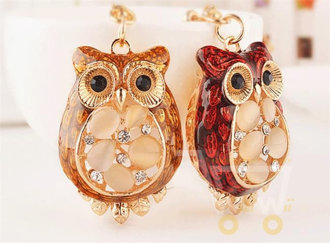 Hollow Rhienstone Owl Key chains - WikiWii