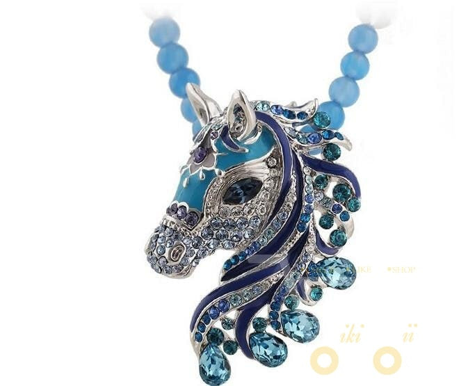 Horse Necklace Crystal Rhinestone - WikiWii