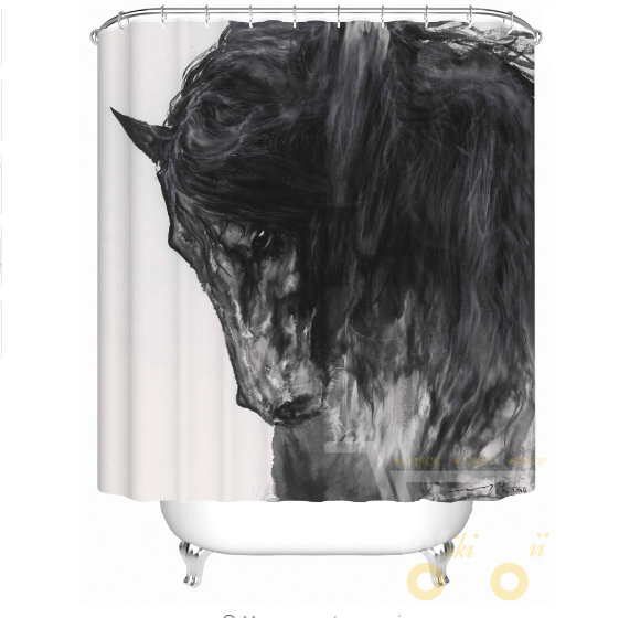 Horse Pattern Waterproof Curtain - WikiWii