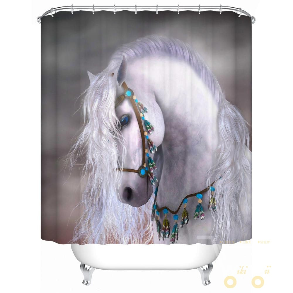 Horse Pattern Waterproof Curtain - WikiWii