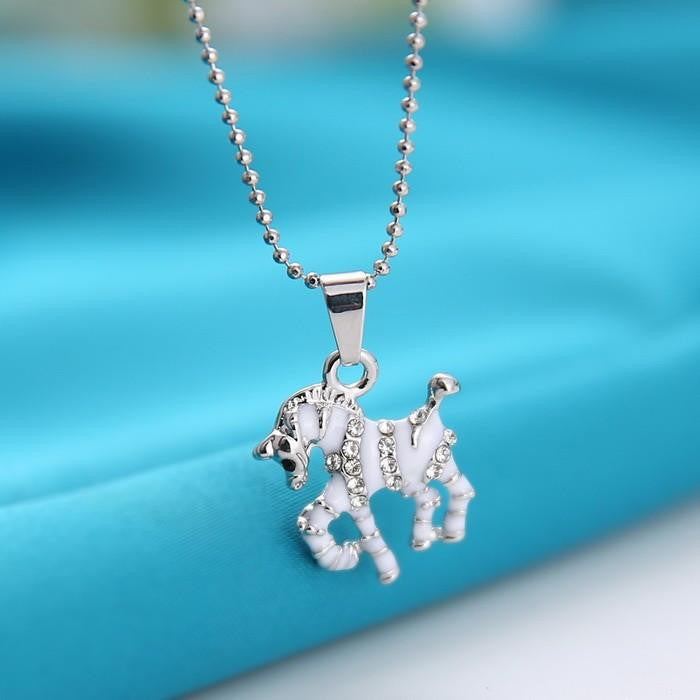 Horse white Plated K Pendant - WikiWii