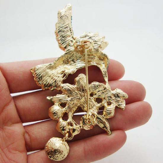 Hummingbird Flower Crystal Brooch - WikiWii