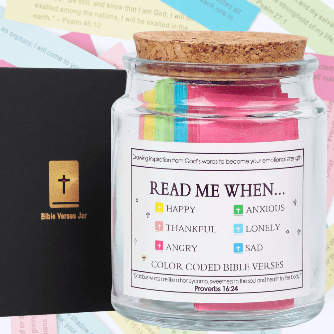 Handmade 90 Day Bible Verses Jar (Comes With Christian Gift Box)