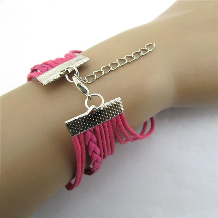 Infinity Owl Giraffe Key Friendship Leather Charm Bracelet - WikiWii