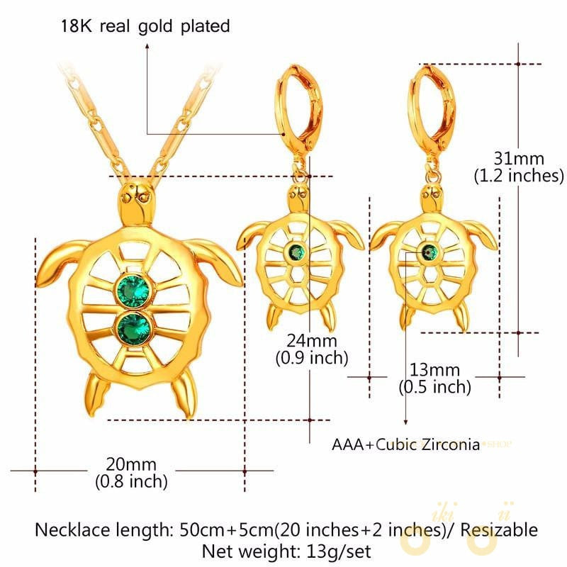 Jewelry Sets Sea Turtle Shape (Necklace & Earrings) - WikiWii