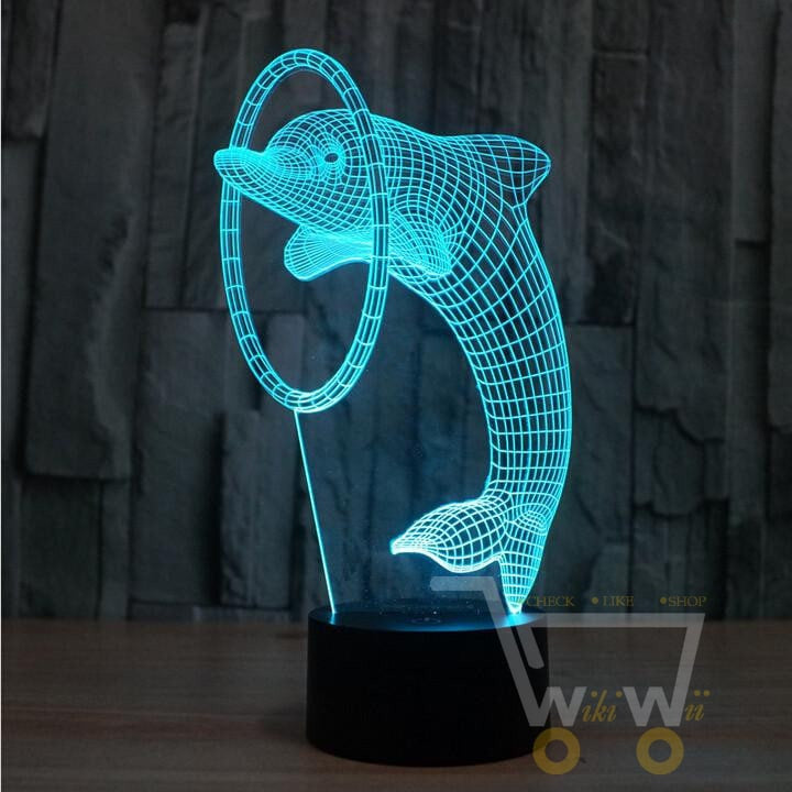 Acrylic Dolphin Colorful LED Night Light - WikiWii