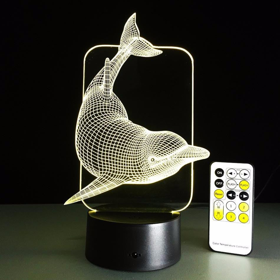 LED Dolphin LAMP - 7 COLORS CHANGEABLE (With Remote Control) - WikiWii