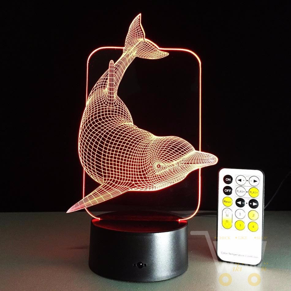 LED Dolphin LAMP - 7 COLORS CHANGEABLE (With Remote Control) - WikiWii