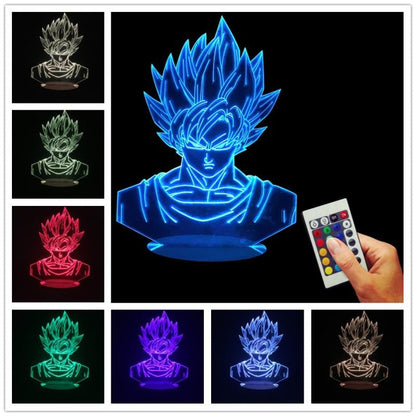 LED GOKU character LAMP - 7 COLORS CHANGEABLE (With Remote Control) - WikiWii