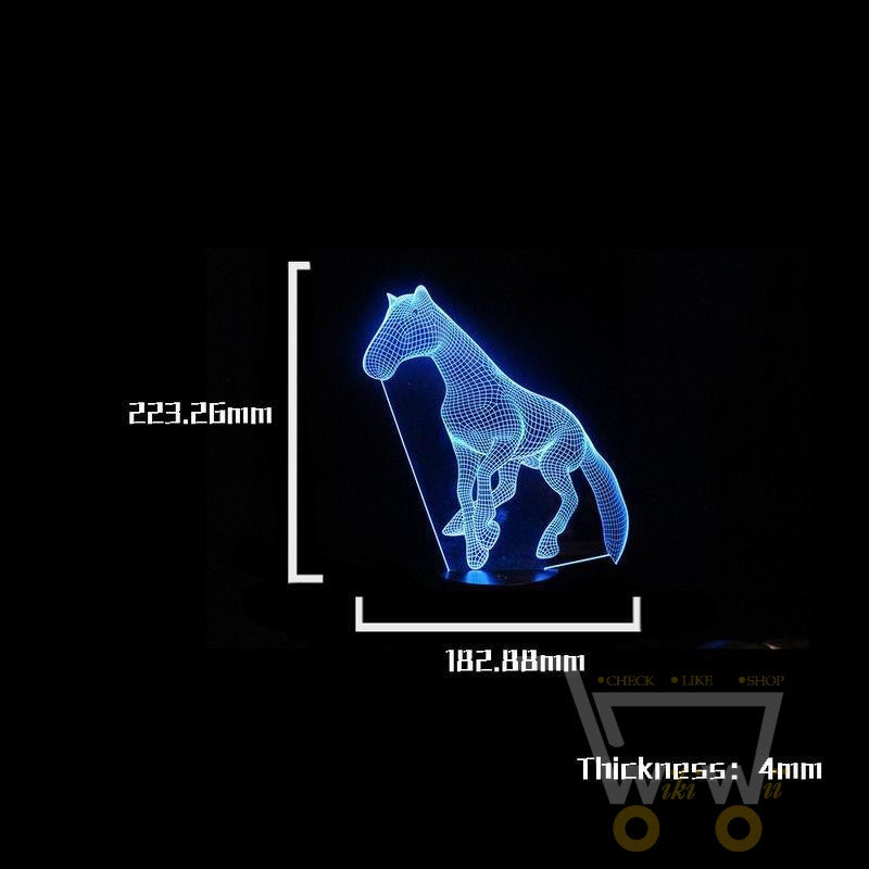 LED Illusion Cute Horse LAMP- 7 COLORS CHANGEABLE - WikiWii