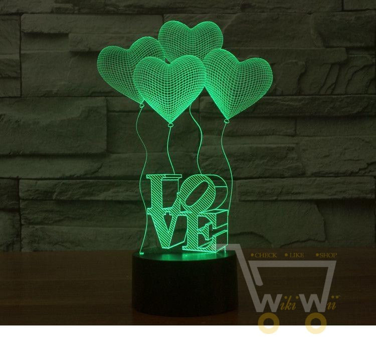 LED LOVE Table Lamp - Light with 7 colors - WikiWii