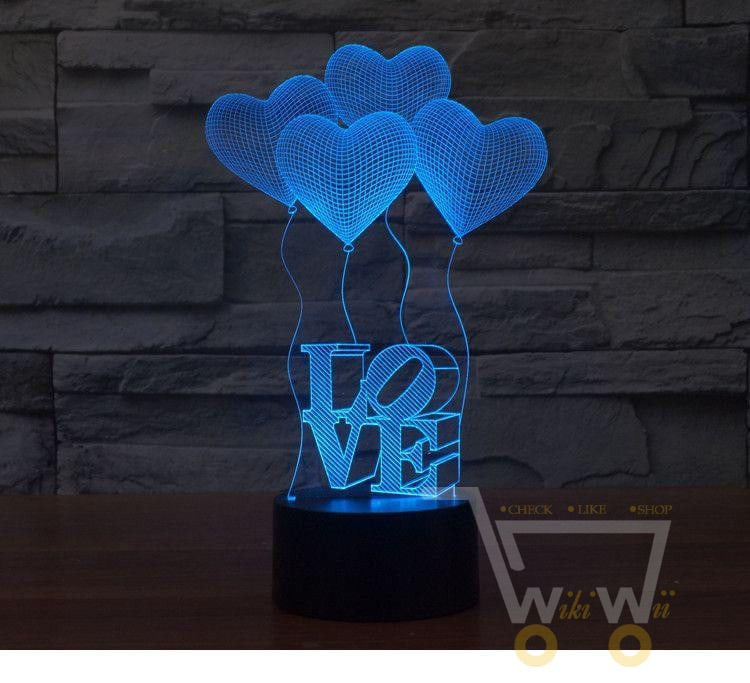 LED LOVE Table Lamp - Light with 7 colors - WikiWii