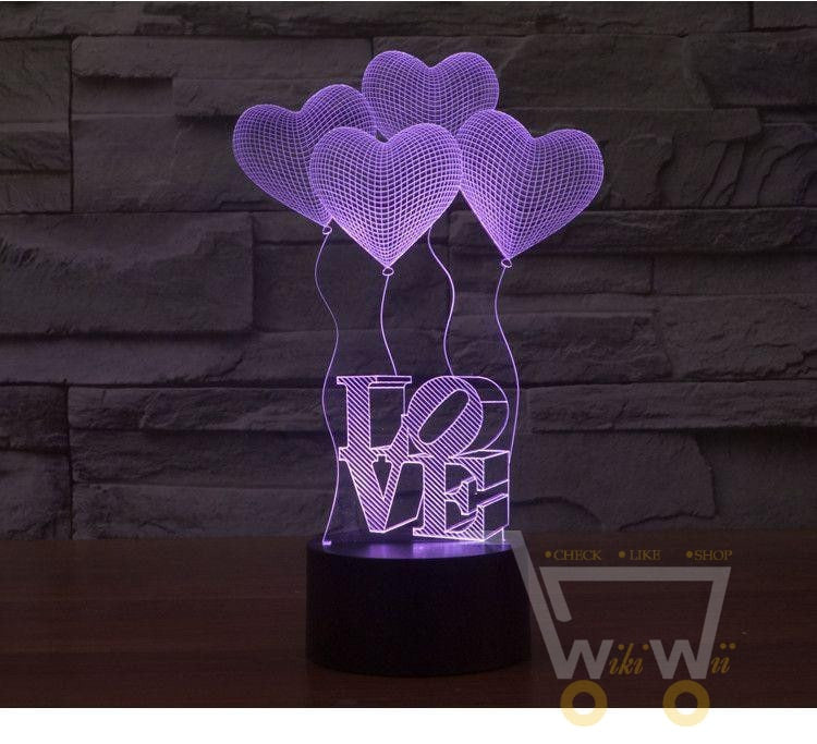 LED LOVE Table Lamp - Light with 7 colors - WikiWii