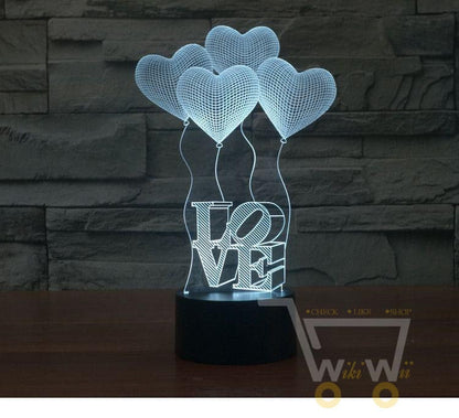 LED LOVE Table Lamp - Light with 7 colors - WikiWii