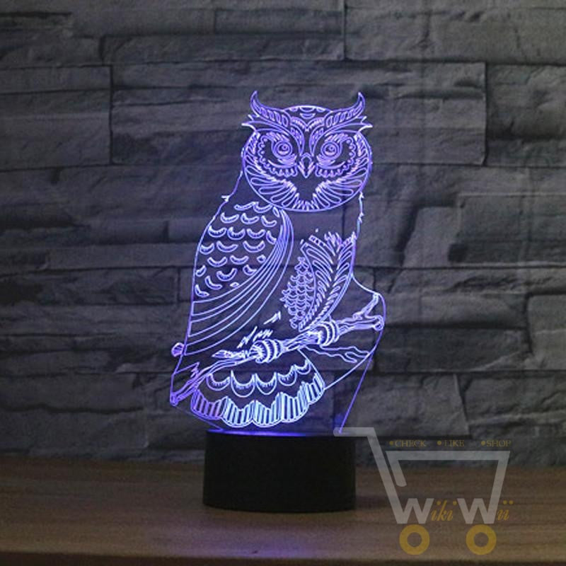 LED Owl Lamp -7 COLORS CHANGEABLE - WikiWii