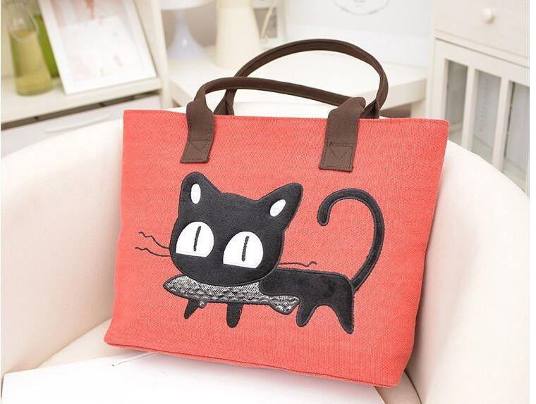 Lovely Cat Print Shopping Bag - WikiWii