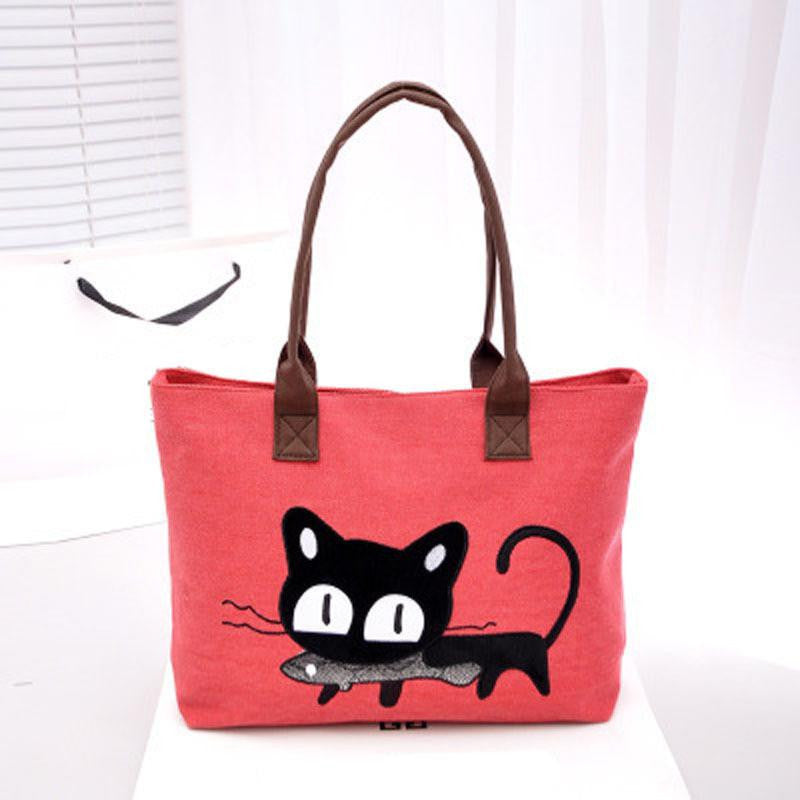 Lovely Cat Print Shopping Bag - WikiWii