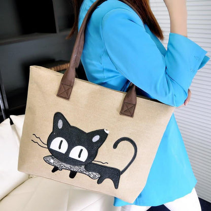 Lovely Cat Print Shopping Bag - WikiWii