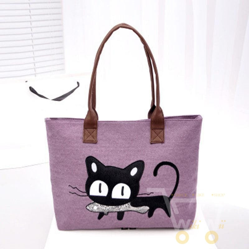 Lovely Cat Print Shopping Bag - WikiWii