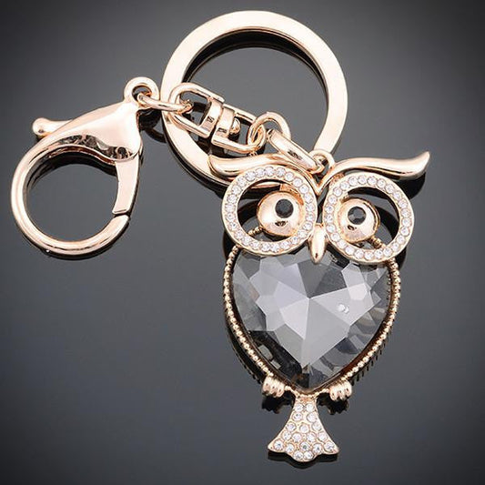 Metal Keys Accessories Lovely owl Keychain Luxury Crystal Rhodium Plated - WikiWii