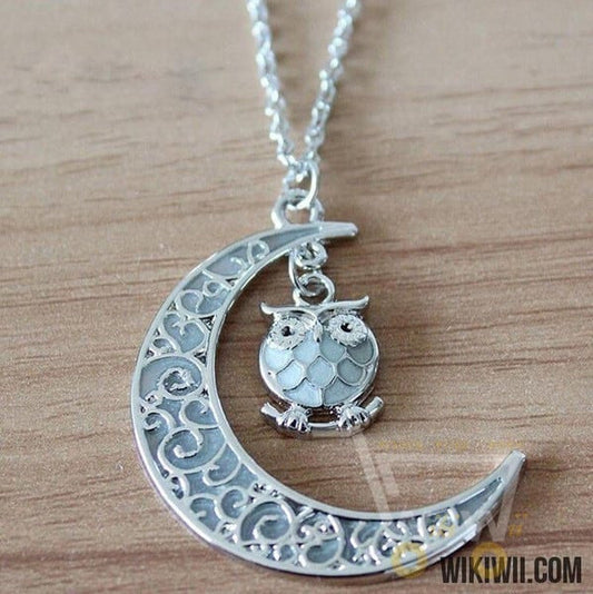 Moon Owl Glow In The Dark Necklace - WikiWii