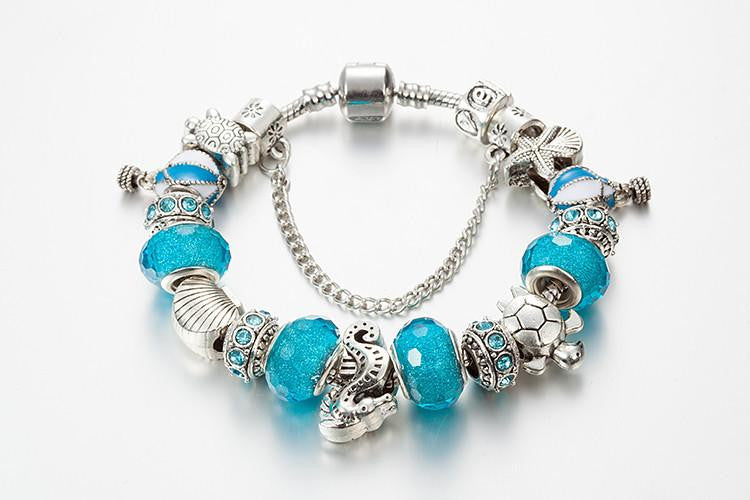 Ocean Style Blue Crystal charm Bracelet - WikiWii