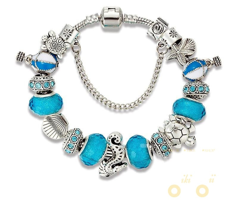 Ocean Style Blue Crystal charm Bracelet - WikiWii