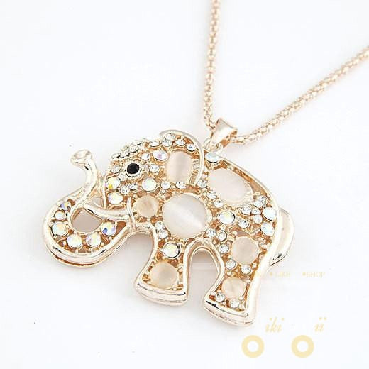 Opal Rhinestone Elephant Statement necklaces - WikiWii