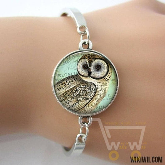 Owl Art photo bracelet antique (silver / gold / bronze) plated - WikiWii