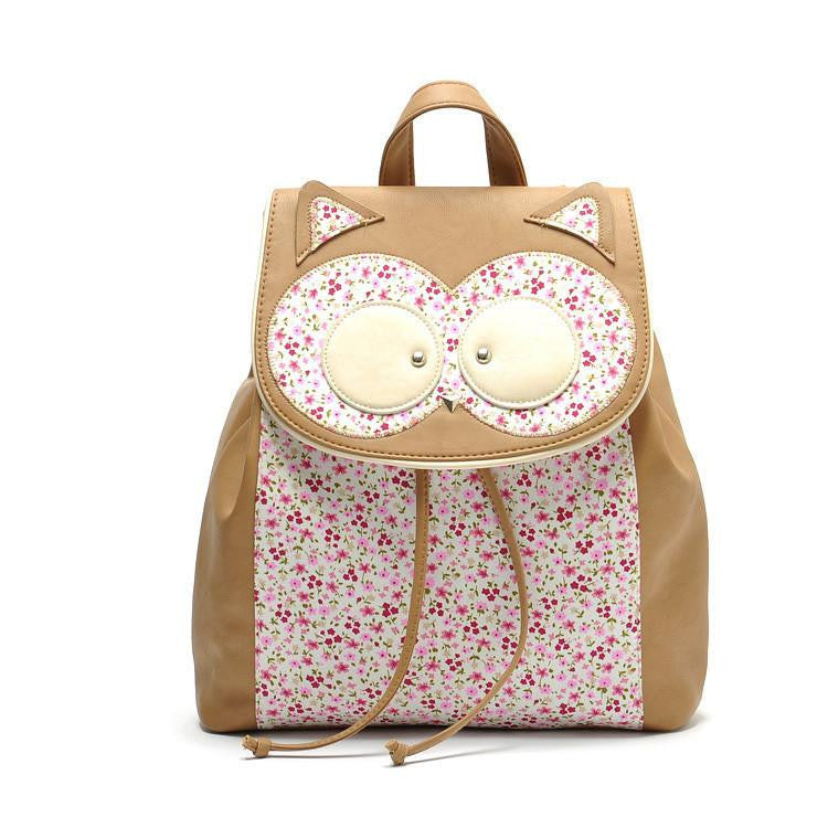 owl backpacks females travel bags vintage flowers - WikiWii