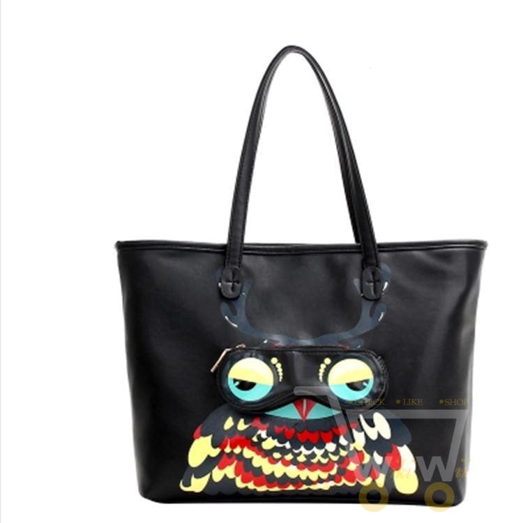 Owl Bag Black Blue Braccialini PU Leather - WikiWii