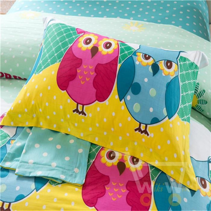 Owl Bedding Cover Sets Pillow Case Reactive Print Comforter Cover Sheet Set Queen size 200X230 cm - WikiWii