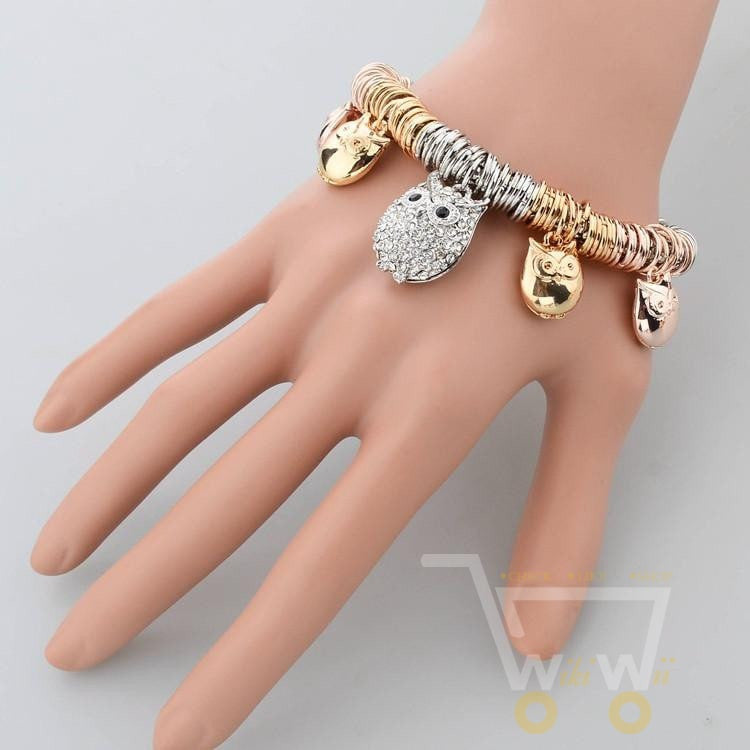 Owl Charm Bracelet & Bangle Gold / Silver Bracelet - WikiWii