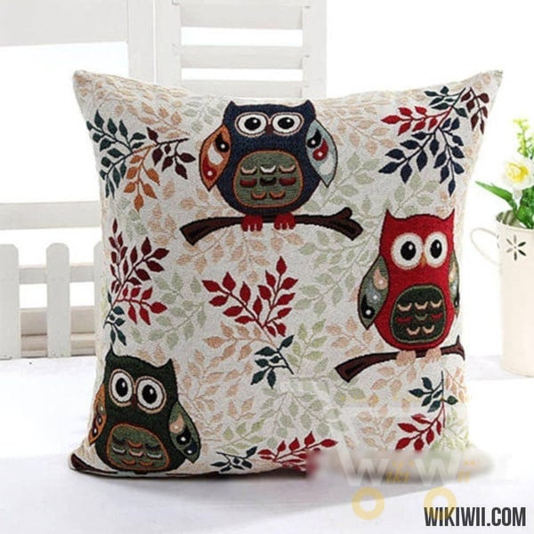 Owl Linen Cotton Throw Pillow Case Home Sofa Bed Car Decor - WikiWii