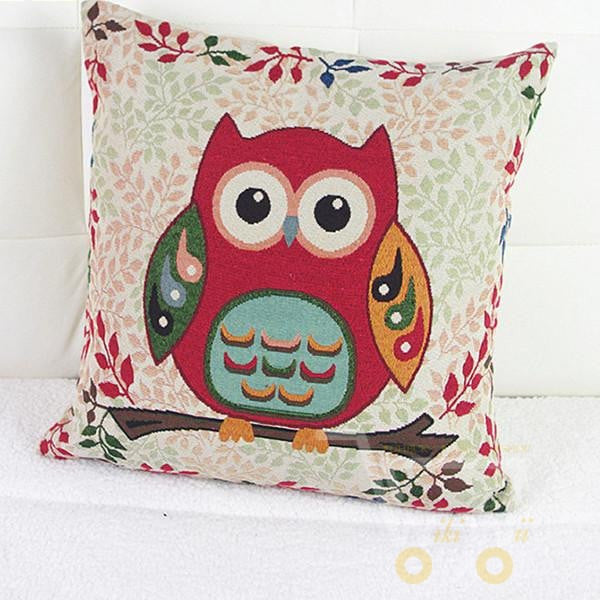 Owl Linen Cotton Throw Pillow Case Home Sofa Bed Car Decor - WikiWii