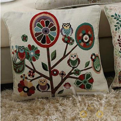 Owl Linen Cotton Throw Pillow Case Home Sofa Bed Car Decor - WikiWii