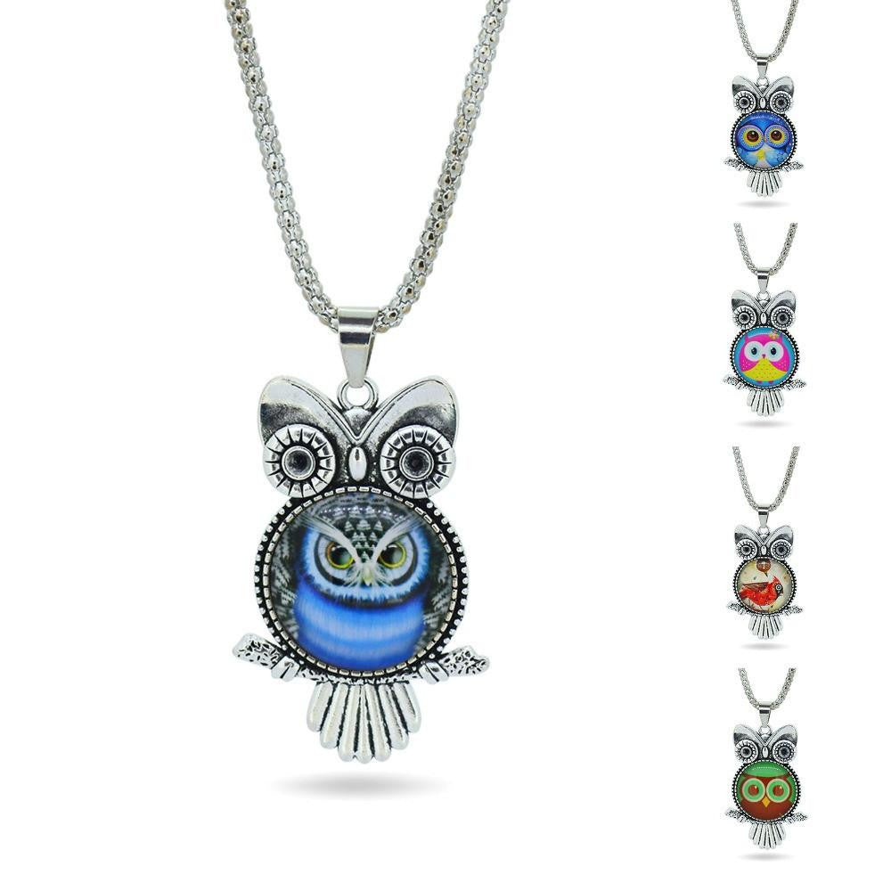 Owl pendant necklace newest glass - WikiWii