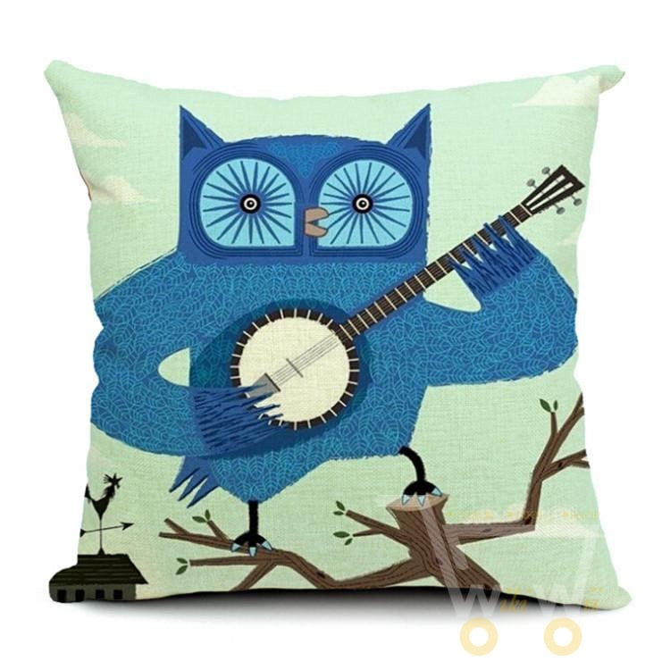 Owl Piano Dance Throw Pillowcase - WikiWii