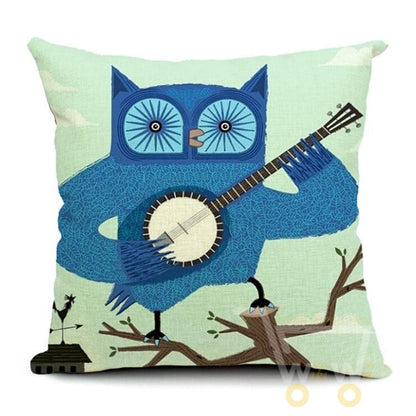 Owl Piano Dance Throw Pillowcase - WikiWii