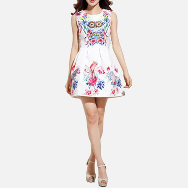 Owl Print Dress Ladies Elegant Party Evening Mini Dress - WikiWii