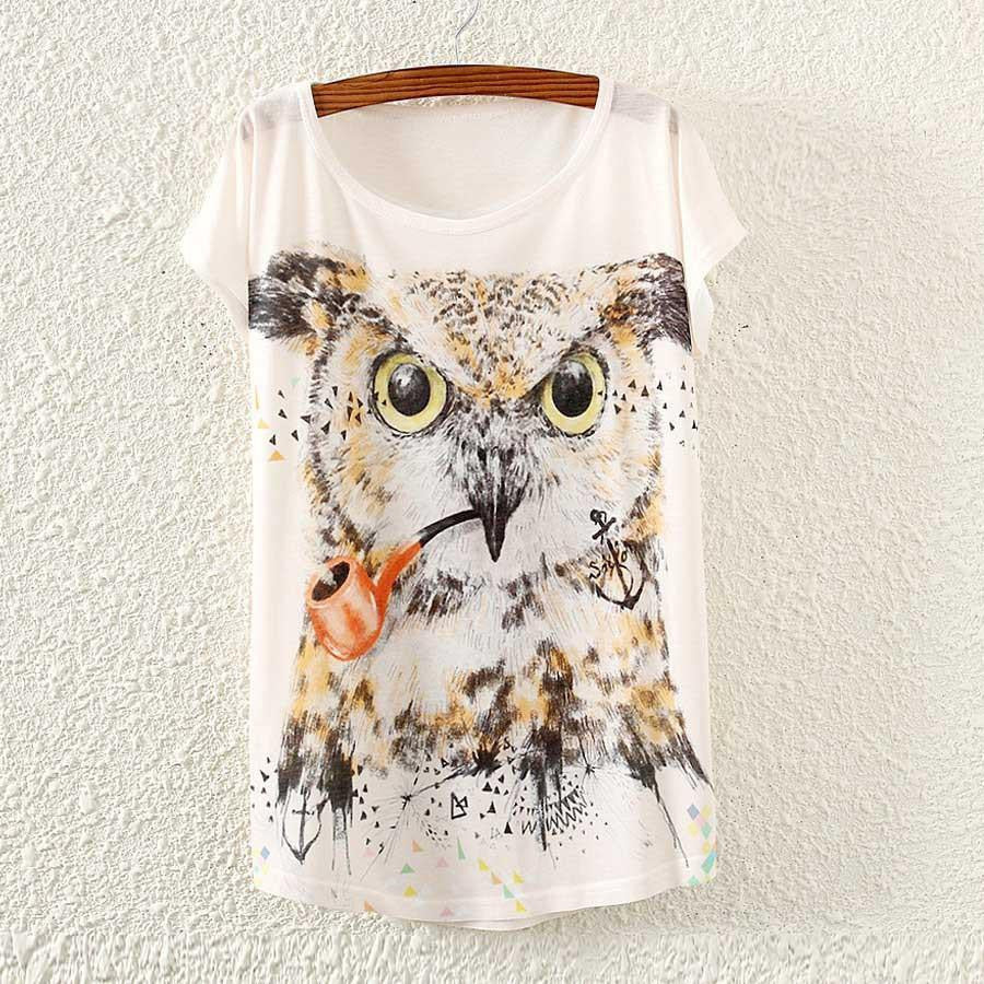 Owl print T-shirt ( one size ) - WikiWii