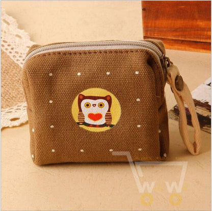 owl printing coin purse, canvas cute purse female - WikiWii